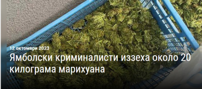 Марихуана за 100 000 лв. намериха у 37-годишен в Ямбол