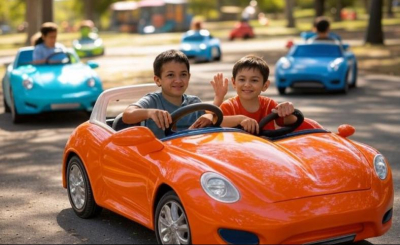 Осем детски електро автомобила в градския парк на Ямбол