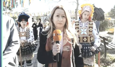 Деца играят на кукери — празник в село Кабиле, община „Тунджа“